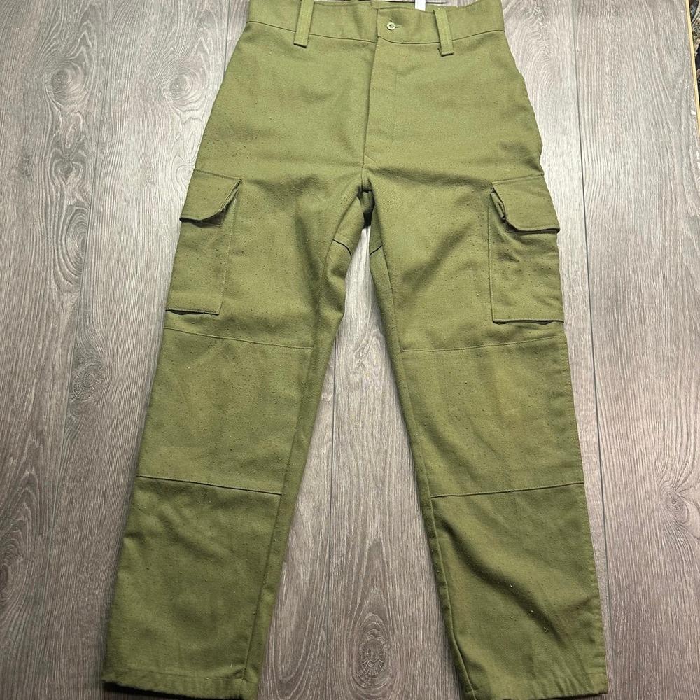 Vintage Military Cargo Pants 31 x 29 Olive Drab Wool Utility Trousers Mens